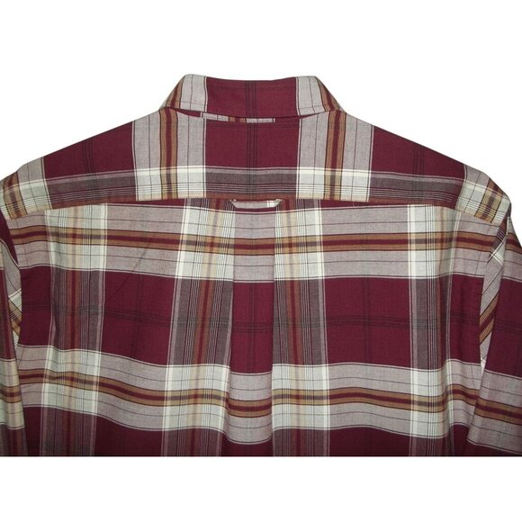Towncraft Shirt Mens Sz Large Plaid Button-Up Long Sleeve Burgundy Wrinkle Free - Picture 10 of 11